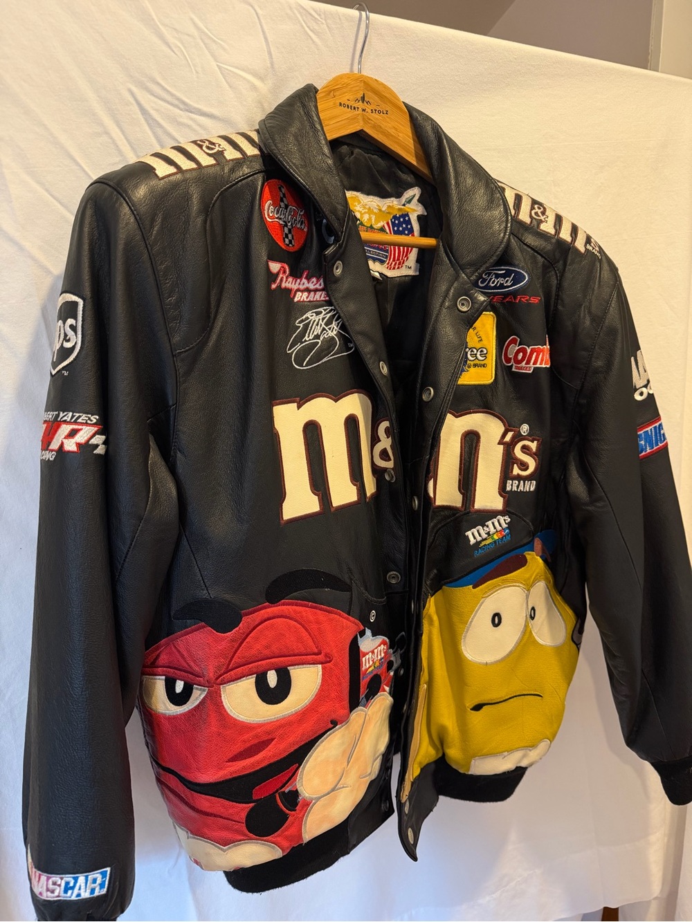 M&M’s Leather Racing Jacket Vintage 1990s Jeff Hamilton RARE - Picture 2 of 4